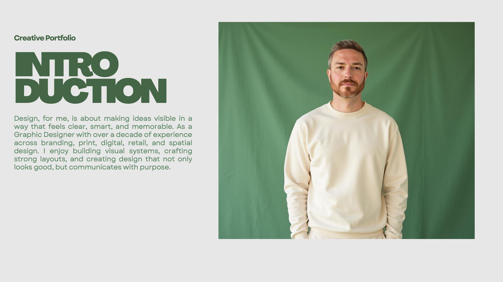 Introduction page from the Antonio Jansen portfolio